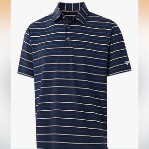 Boys Performance Striped Polo Size 8 Navy Blue - New in Package. 💙⛳👕